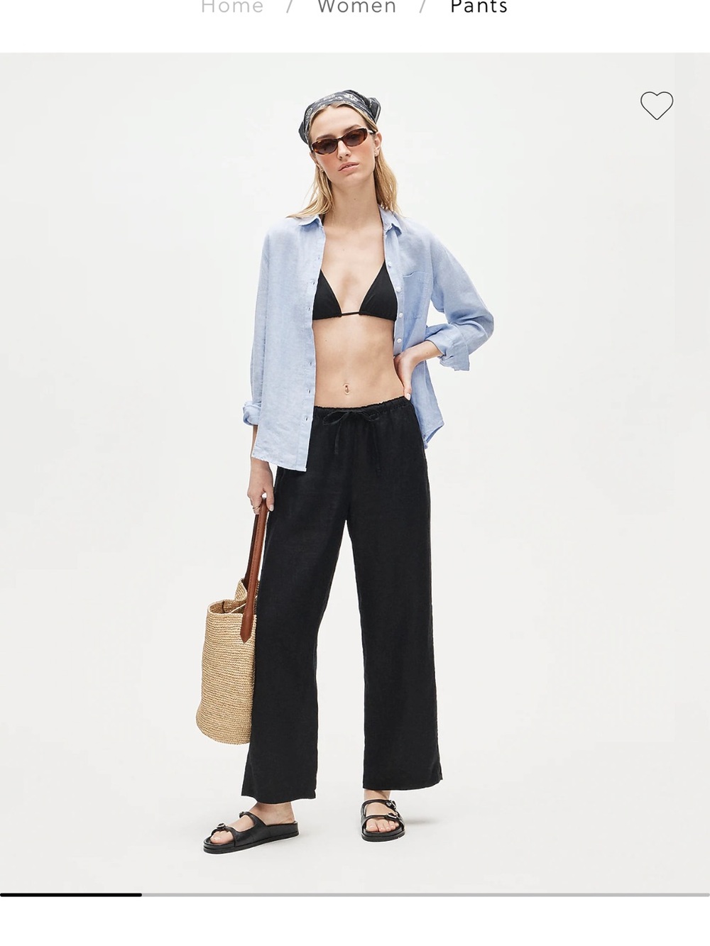J. Crew Black Wide-Leg Drawstring Pants